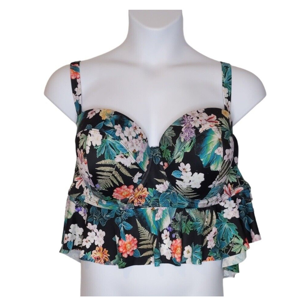 Torrid Swim Tankini Top Size‎ 6 6X Underwire Removable Straps Hawaiian Tropical